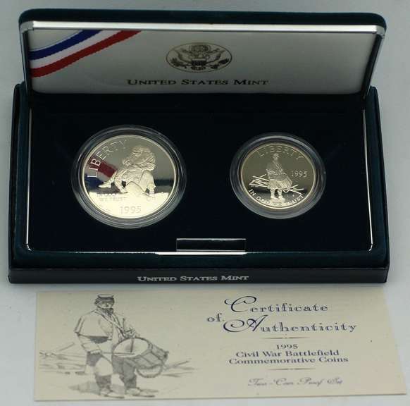1995 Civil War Battlefields Two coin Proof Set