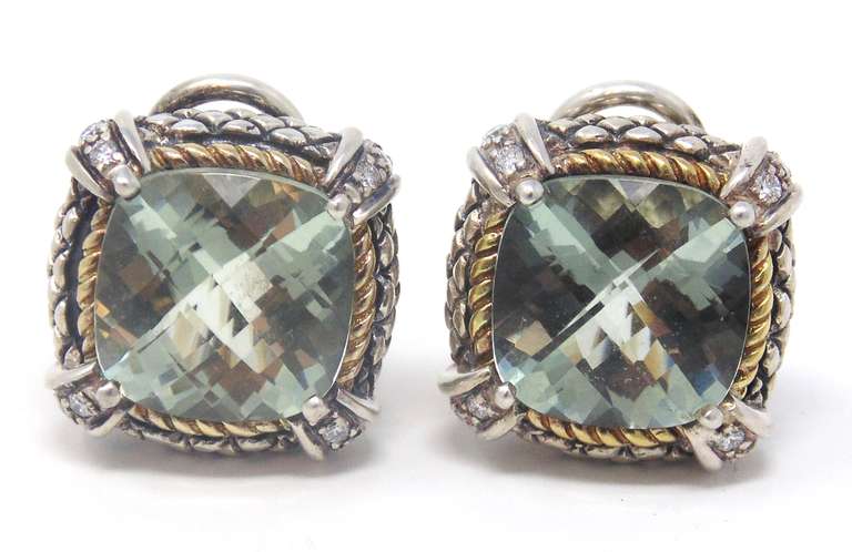 Judith Ripka Prasolite & Diamond Accent Earrings