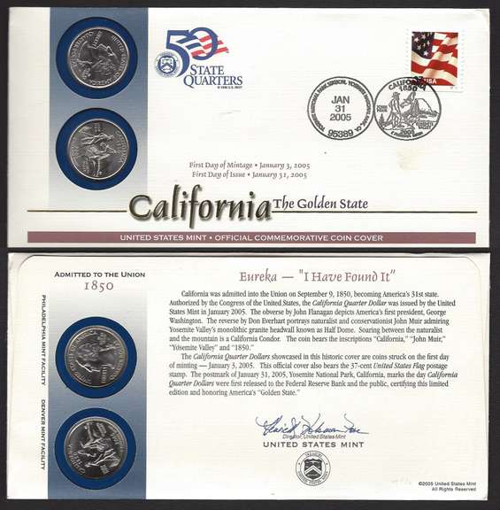 California state Quarter in coin cover