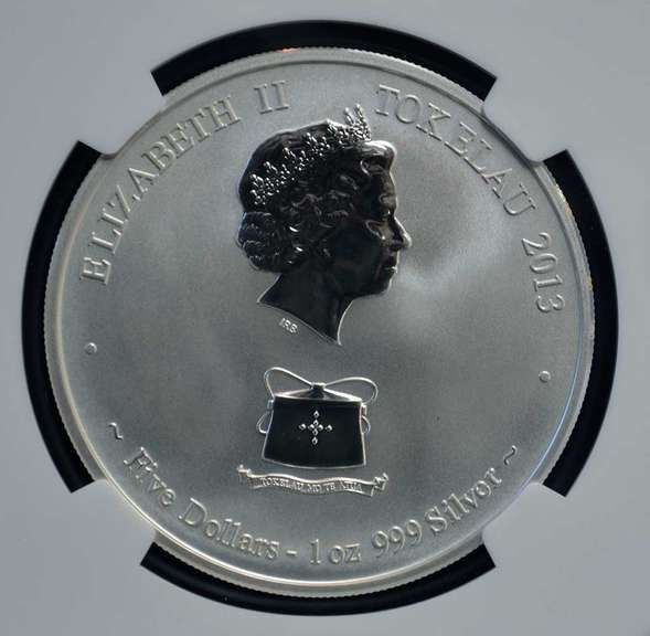 2013 Tokelau S$5 Year Of The Snake NGC MS 70 ER