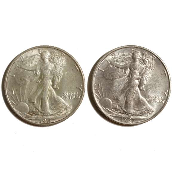 1937 &1947 Unc Walking Liberty Halves