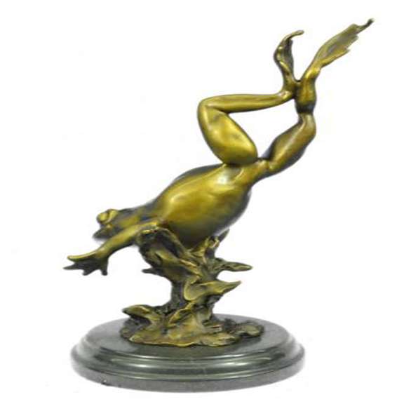 Gild Prince Frog Gold Patina Bronze Sculpture