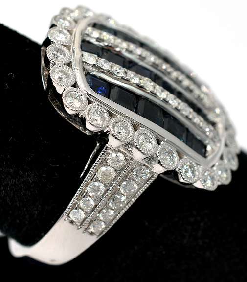 Sapphire & Diamond Ring in 14K White Gold