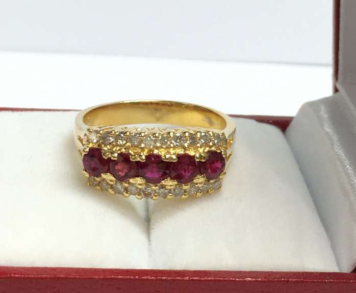 14kt Gold Ruby & Diamond Band Ring