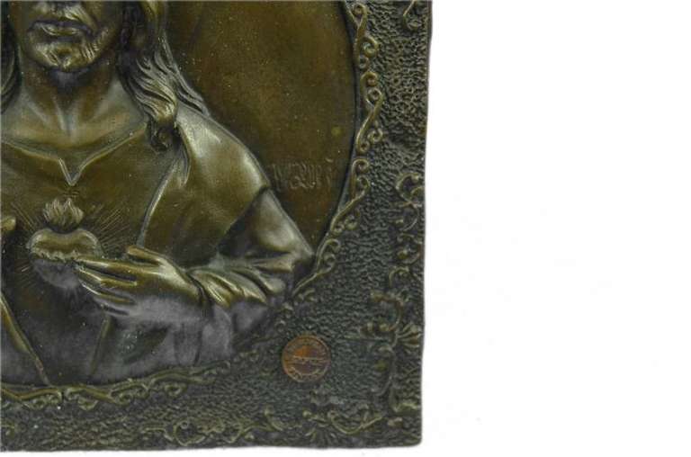 Bronze Jesus Christ and Angel Statue Wall Mount Figurine