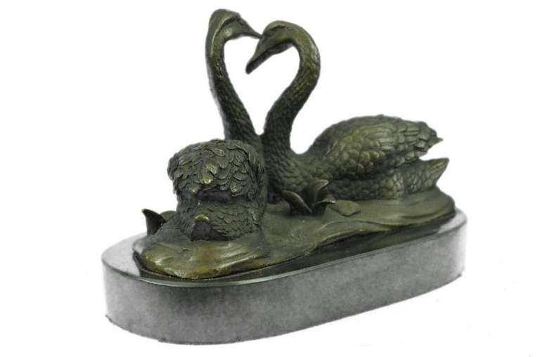 Two Beautiful Swans Bronze Sculpture