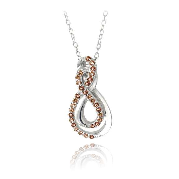 Sterling Silver Garnet Intertwined Infinity Necklace