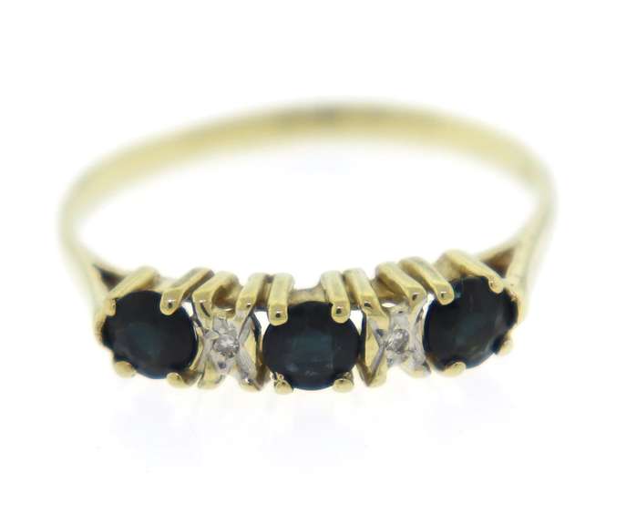 Popular Blue Sapphire & Diamond Accent Ring