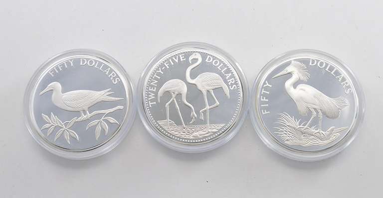 1985 Birds Of The Caribbean Silver Proof 3-Coin Collection - Box & COA