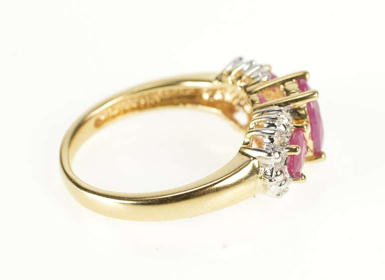 14K Yellow Gold 1.60 Ctw Oval Ruby Diamond Halo Engagement Ring