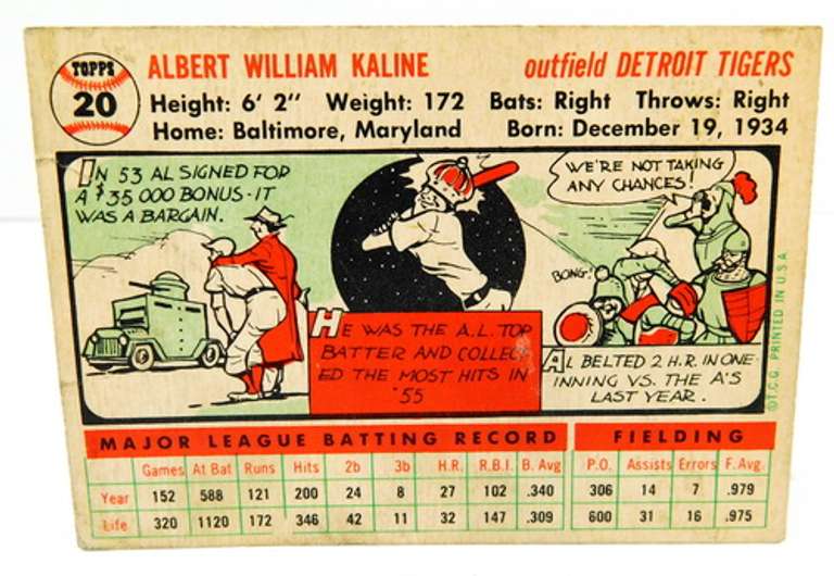 1956 Al Kaline Topps Baseball Card
