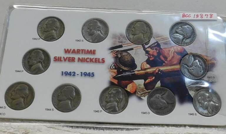 1942-45 Silver War Nickel Jefferson Set.  Complete set.