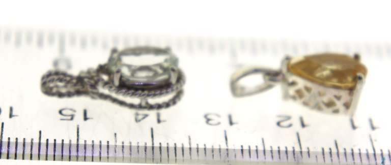 Sterling Silver Two Set Of White Topaz and Citrine p[endants