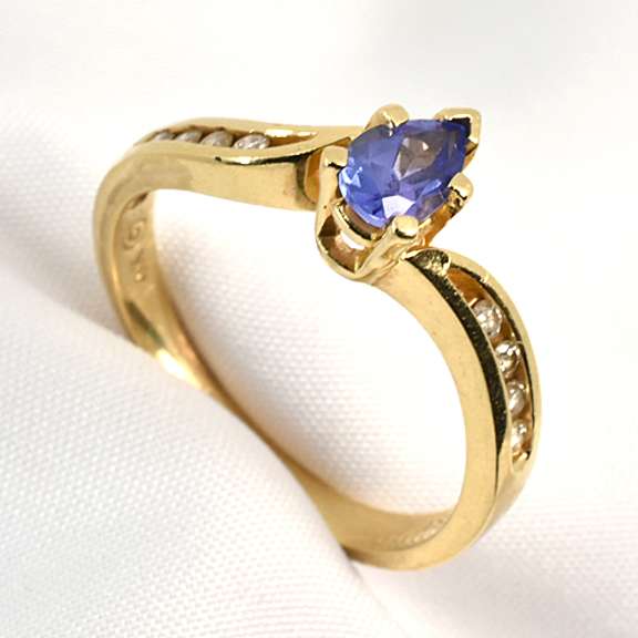 Pear Shaped Tanzanite & Diamond Ring