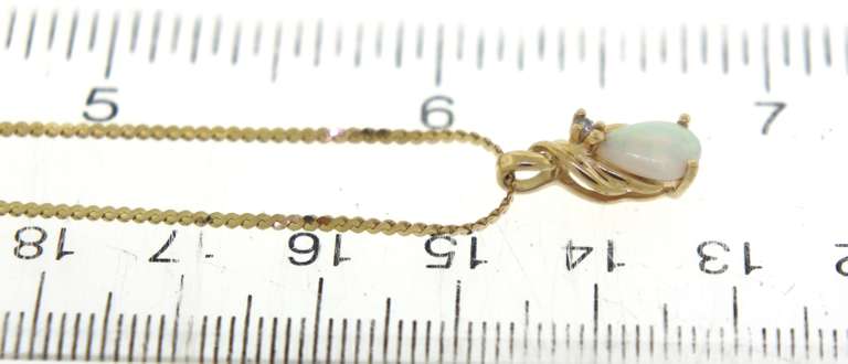 Fancy Yellow Gold Opal & Diamond Accent Necklace