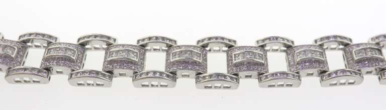 Sterling Silver Crystal Men's Link Bracelet