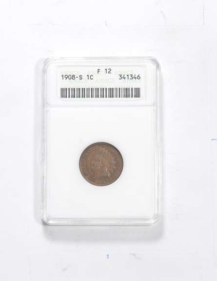 F12 1908-S Indian Head Cent - Graded ANACS