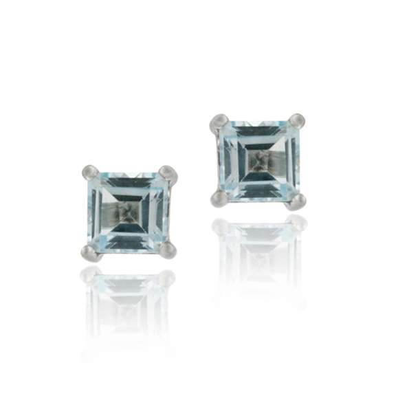Sterling Silver 1.50ct. Blue Topaz 5mm Square Stud Earrings
