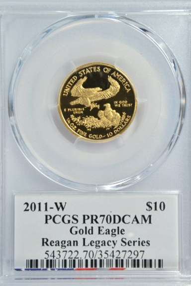 Perfect 2011-W $10 Gold. Reagan signed  PCGS PR70DCAM