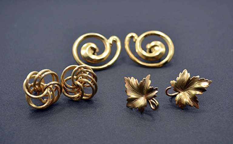 Vintage 12K Gold Filled Screw Back Earrings, 3 Pair Lot