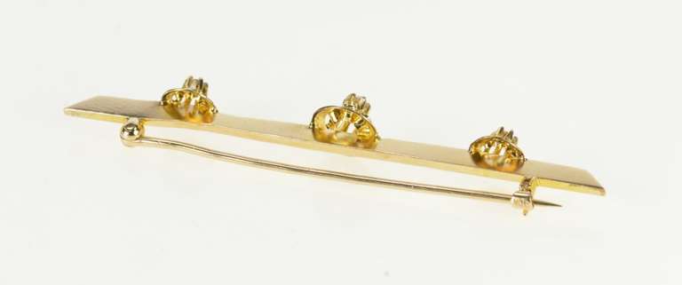 10K Yellow Gold Ornate Gypsy Set Diamond Ornate Bar Pin/Brooch