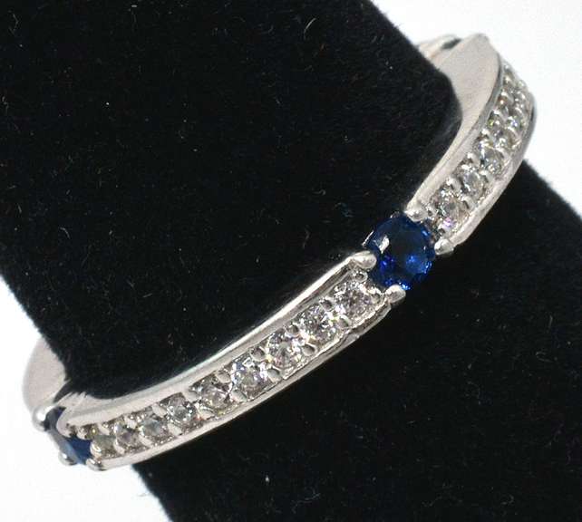 Sterling Silver Blue and White CZ Eternity Ring