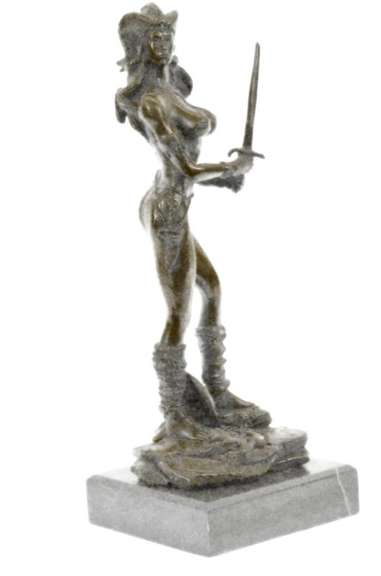 Sexy Amazonian Female Warrior Bronze Sculpture Figurine