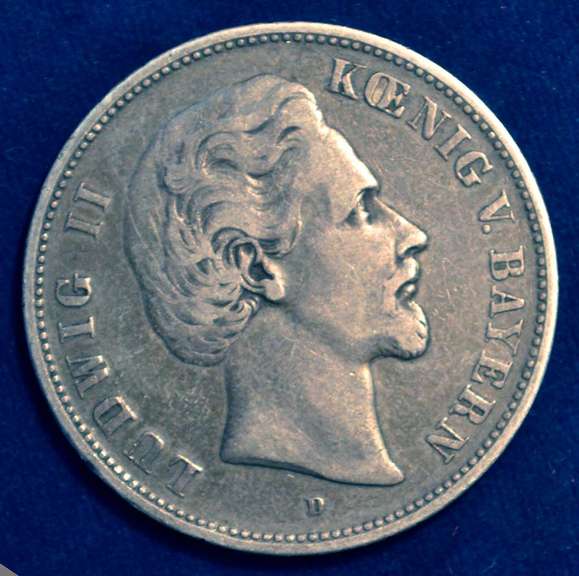 1876 D Rare German State Of Bayern Funf Mark