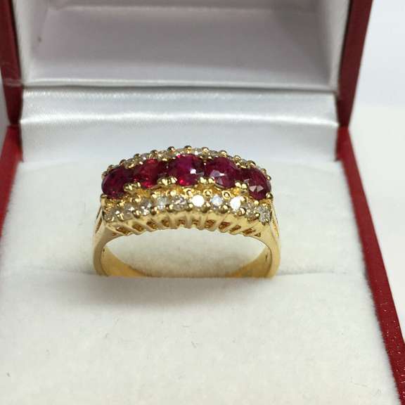 14kt Gold Ruby & Diamond Band Ring