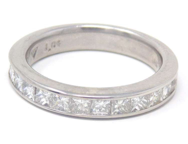 Elegant White Gold Princess Cut Channel Set Band