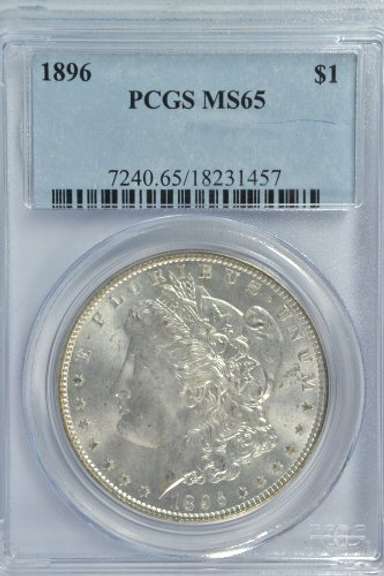 Better Gem BU 1896 Morgan Silver Dollar. PCGS MS65