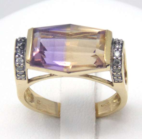 Fancy Cut Ametrine and Diamond Ring
