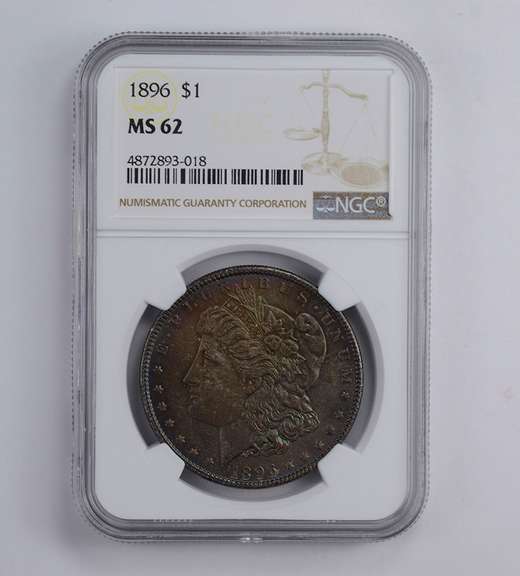 MS62 1896 Morgan Silver Dollar - Toned - Graded NGC