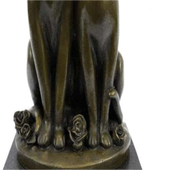 Two Cat on Marble Base Bronze Figurine