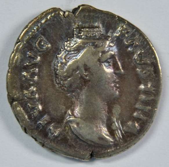 Scarce early Roman Silver Denarius of Faustina I, 141AD