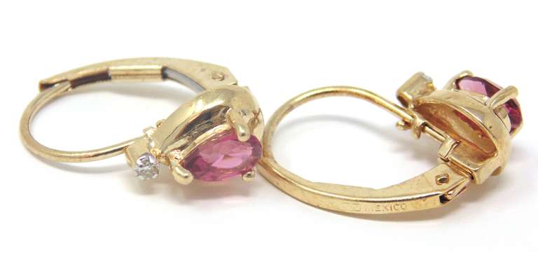 Fancy Pear Pink Tourmaline & Diamond Earrings