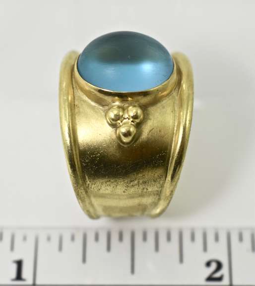 High-Fashion 18K Cabachon Blue Topaz Ring
