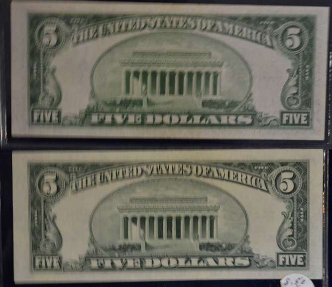 Lot of 2 UNC 5 Dollar Silver Certificates