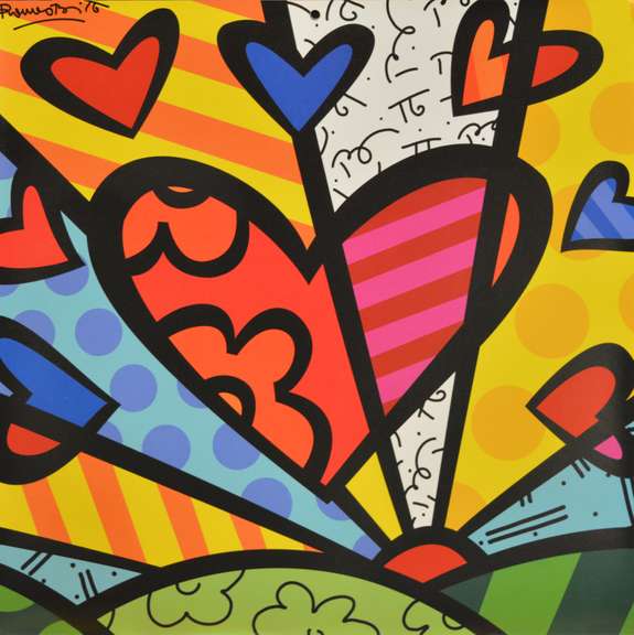 Romero Britto Sunrise Heart Framed
