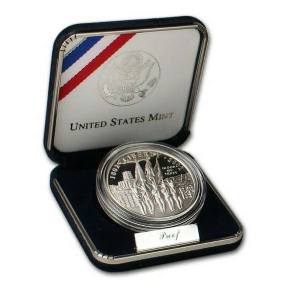 2002 United States Military Academy Commemorative Proof Silver Dollar.