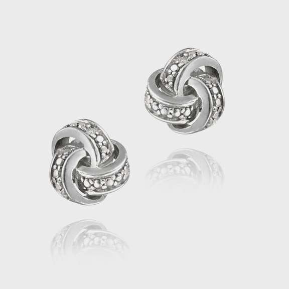 Sterling Silver Diamond Accent Love Knot Stud Earrings