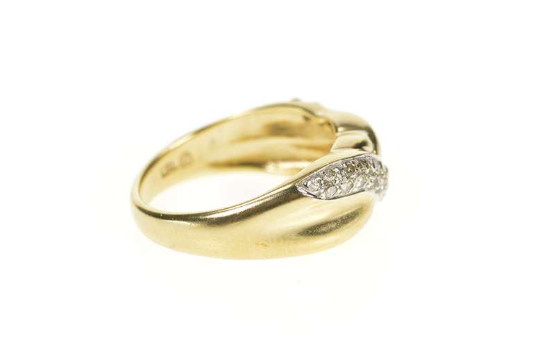 10K Yellow Gold Pave Diamond Encrusted Woven Braid Band Ring