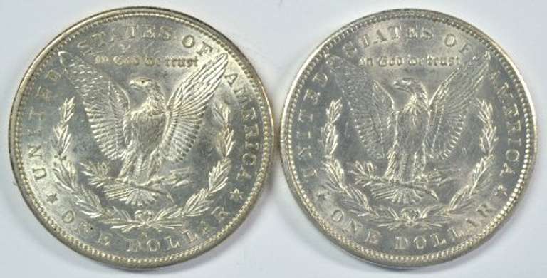 Semi-Prooflike BU 1880-S & 1900 Morgan Silver Dollars