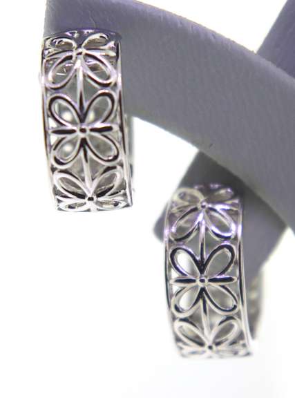 Sterling silver Pave Crystal Huggie Hoop