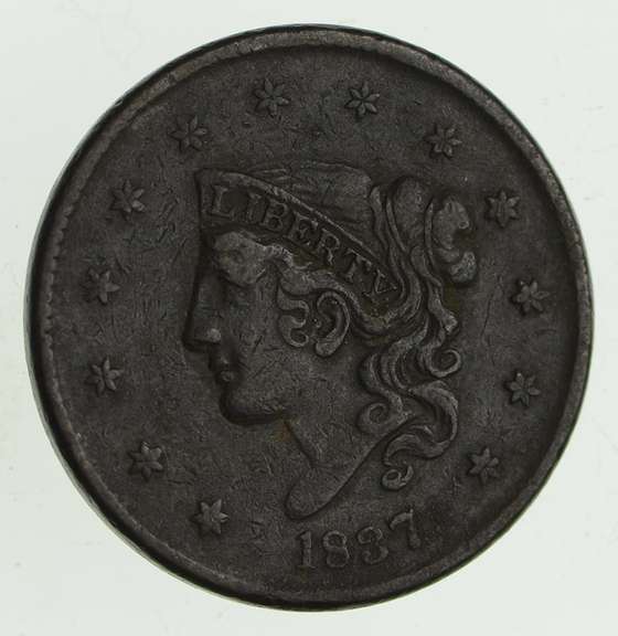 1837 Young Head Large Cent - Circulated