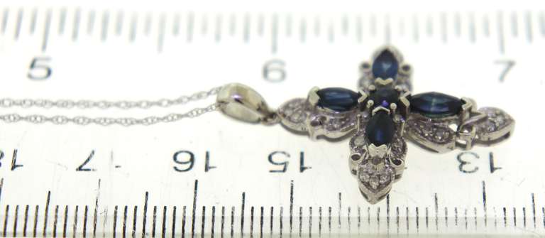 Fabulous Marquise Sapphire & Diamond Cross Necklace