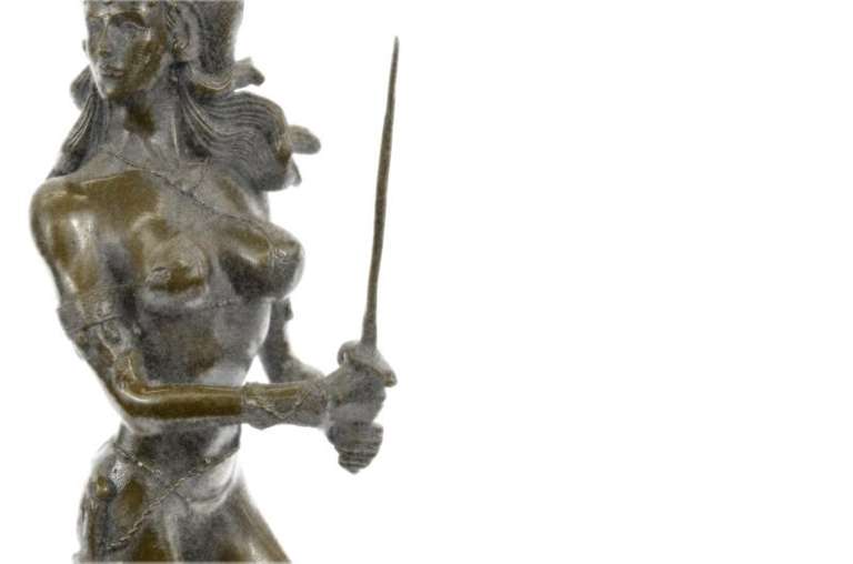 Sexy Amazonian Female Warrior Bronze Sculpture Figurine