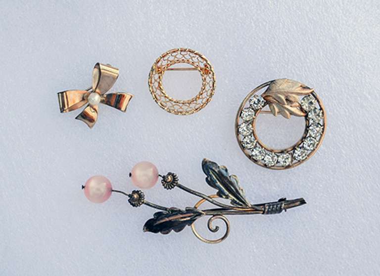 Vintage 12KT & 14KT Gold Filled Pin Brooches, 4 Pc Lot