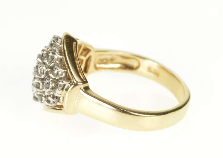 10K Yellow Gold 1.38 Ctw Round Diamond Cluster Statement Ring