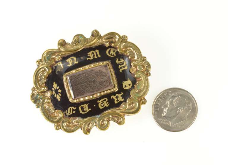 Gold Filled Ornate Victorian Memento Mori Mourning Pin/Brooch